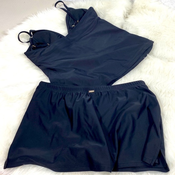 2 pc black tankini with Skort bottom in black - Picture 2 of 6